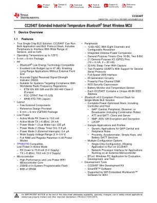 CC2540T datasheet cover page