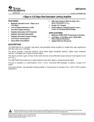 ONET4291PA datasheet cover page