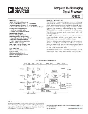 AD9826 datasheet cover page