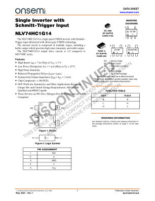 NLV74HC1G14 数据手册首页