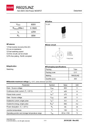 R6025JNZ datasheet cover page