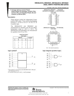 SN74AS21 datasheet cover page