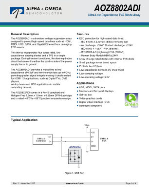 AOZ8802ADI datasheet cover page