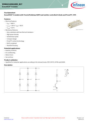 DDB6U180N16RR-B37 datasheet cover page