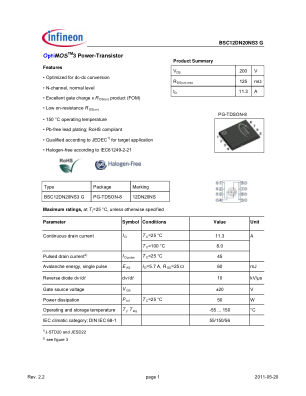 BSC12DN20NS3-G 数据手册首页
