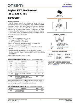 FDV302P datasheet cover page