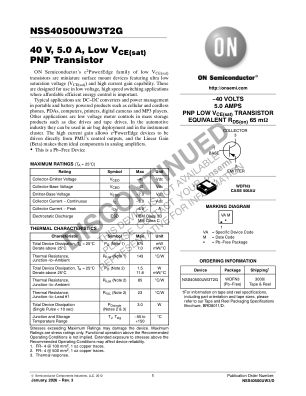 NSS40500UW3 datasheet cover page
