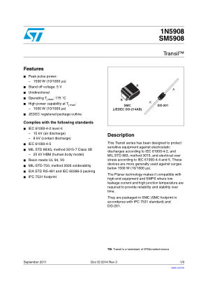 1N5908 datasheet cover page