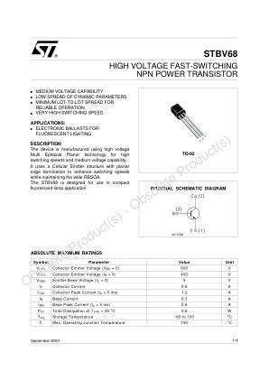 STBV68 datasheet cover page