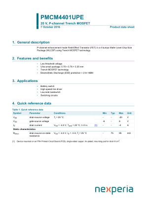 PMCM4401UPE084 datasheet cover page