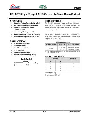 RS1G09 datasheet cover page