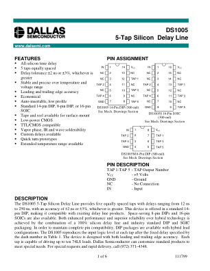 DS1005 datasheet cover page
