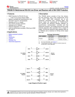 TRS208 datasheet cover page