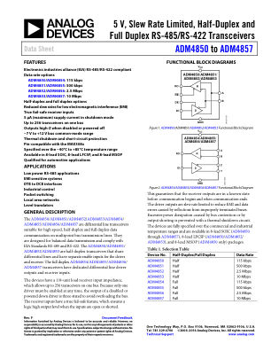 ADM4850 数据手册首页