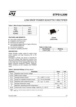 STPS1L20M 数据手册首页