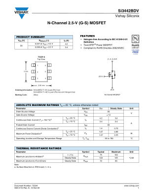 SI3442BD 数据手册首页