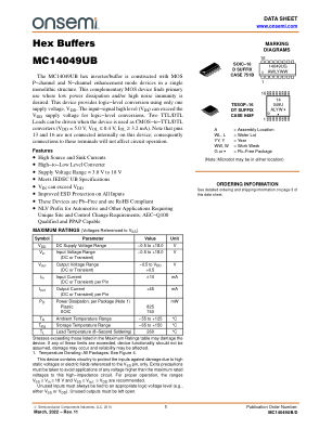 MC14049UB 数据手册首页