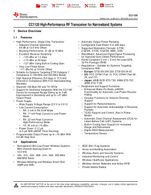 CC1120 datasheet cover page