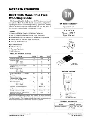 NGTB15N120IHR datasheet cover page