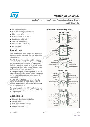 TSH62 datasheet cover page