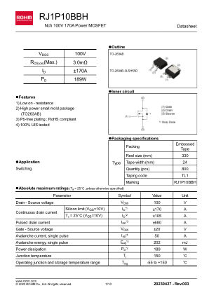 RJ1P10BBH 数据手册首页