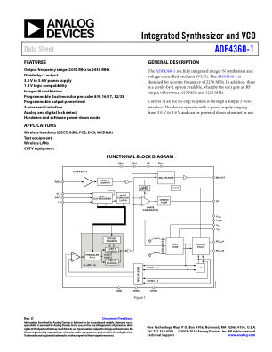 ADF4360-1 数据手册首页