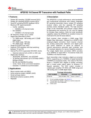 AFE8192 datasheet cover page