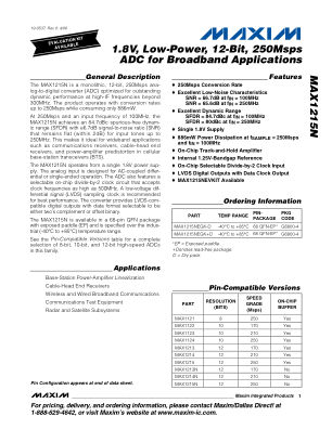 MAX1215N datasheet cover page