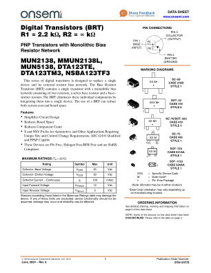 DTA123T 数据手册首页