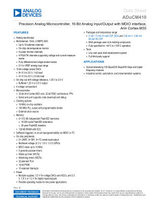 ADUCM410 datasheet cover page
