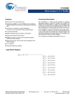 CY2309NZ datasheet cover page