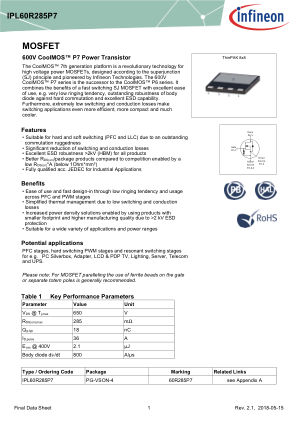 IPL60R285P7 datasheet cover page