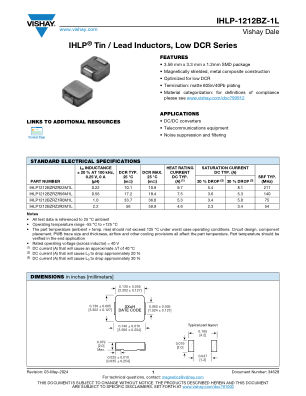 IHLP-1212BZ-1L datasheet cover page