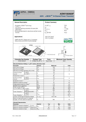 AONV180A60F 数据手册首页