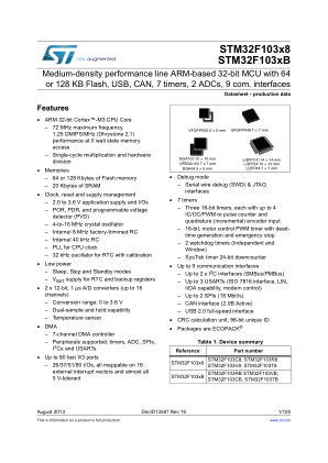 STM32F103x8-xB 数据手册首页