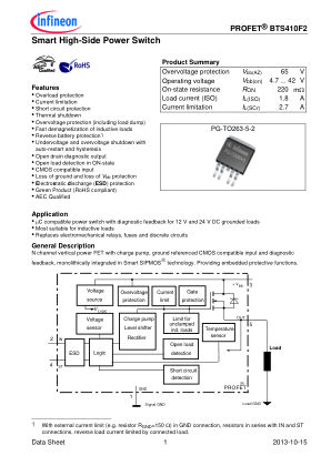 BTS410F2-E3062A datasheet cover page