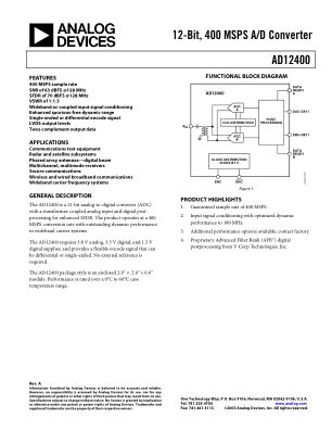 AD12400 数据手册首页