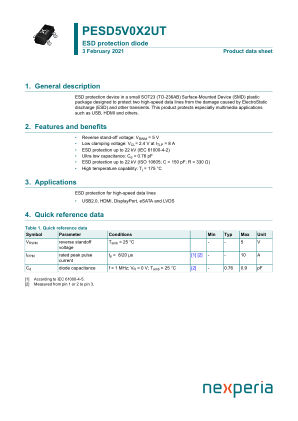 PESD5V0X2UTR datasheet cover page