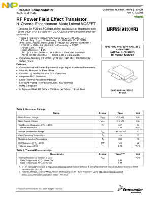 MRF5S19150H 数据手册首页