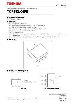 TC7SZU04FE 数据手册首页