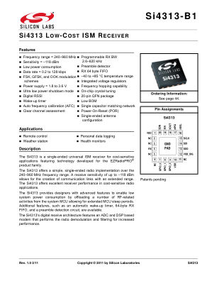 SI4313-B1-FM datasheet cover page