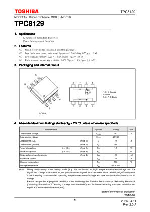 TPC8129 datasheet cover page
