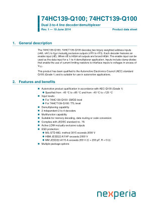 74HCT139DB-Q100J datasheet cover page