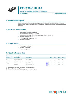 PTVS20VU1UPAZ 数据手册首页
