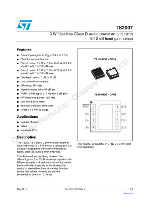TS2007 数据手册首页