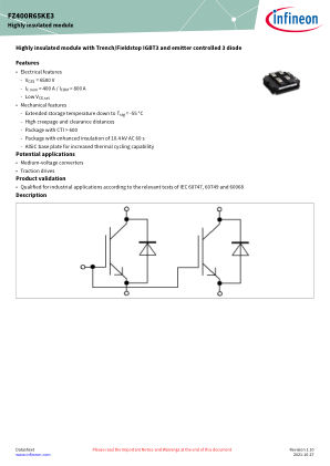 FZ400R65KE3 datasheet cover page