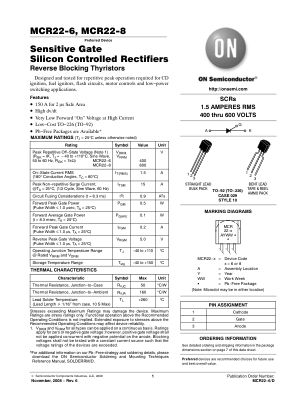 MCR22-6 datasheet cover page