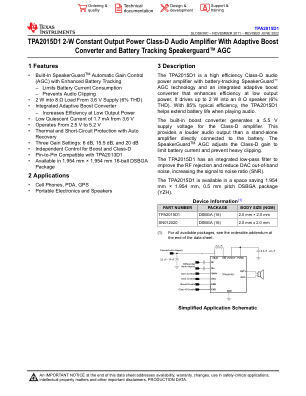 TPA2015D1 数据手册首页