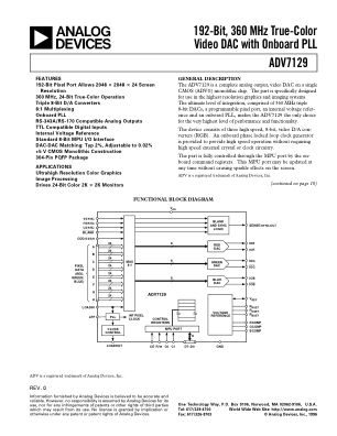 ADV7129 datasheet cover page