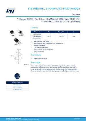 STB24N60DM2 datasheet cover page